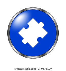 puzzle - vector icon on the blue button