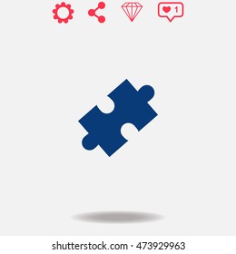 Puzzle vector icon on grey background.