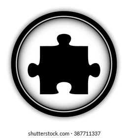 puzzle - vector icon; round  button with shadow