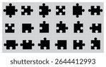 Puzzle vector icon set vector illustration, Jigsaw puzzle pieces silhouette. Puzzle grids collection. Puzzle-infographics. Process diagram presentation, problem solving, Set of Puzzle Pieces Isolated.