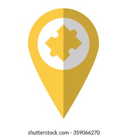 puzzle - vector icon;  yellow map pointer