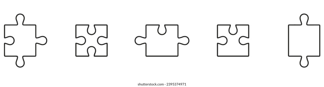 Puzzle vector icons. Jigsaw icon set. Vector pazzles collection.