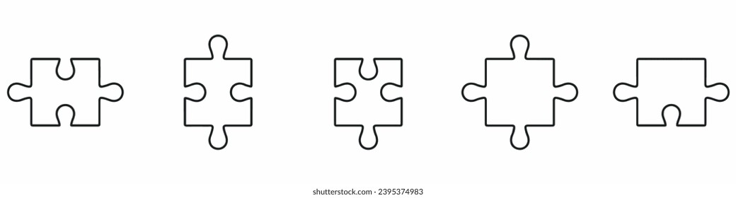 Puzzle vector icons. Jigsaw icon set. Vector pazzles collection.
