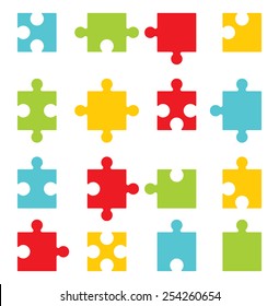 Puzzle vector icons set