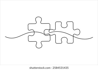 puzzle vector illustration of continuous one line art design
