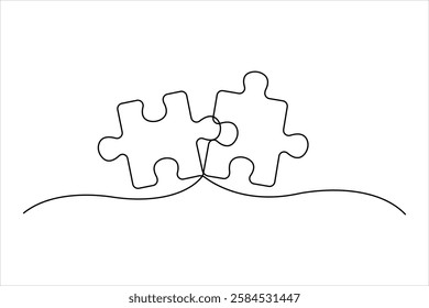 puzzle vector illustration of continuous one line art design
