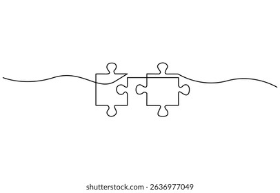 Puzzle Vector Illustration Continuous One Line, Continuous Line Drawing of Solutions Icon.
