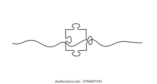 Ilustración vectorial de rompecabezas de diseño de arte de una línea continua, Dibujo continuo de una línea de rompecabezas. Ilustración de dibujo de una línea de juego de rompecabezas.