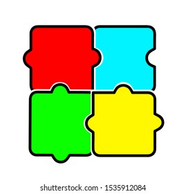 Puzzle vector illustration. Eps 10. Puzzle icon, colorful isolated on white background, vector illustration.