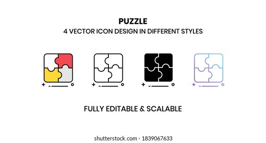 Puzzle Vector illustration icons in different style