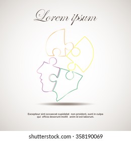 puzzle, vector illustration of a silhouette head,