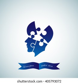 puzzle, vector illustration of a silhouette head,