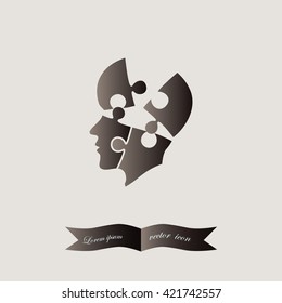 puzzle, vector illustration of a silhouette head,