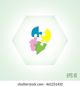 puzzle, vector illustration of a silhouette head,
