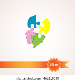 puzzle, vector illustration of a silhouette head,