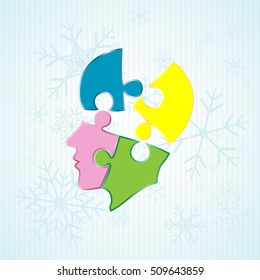 puzzle, vector illustration of a silhouette head,