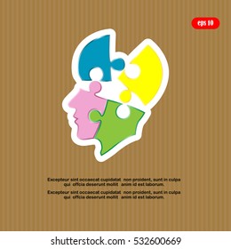 puzzle, vector illustration of a silhouette head,