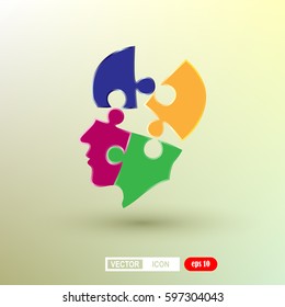 puzzle, vector illustration of a silhouette head,