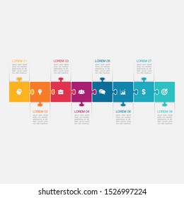 Puzzle vector infographic diagram, template for business, presentations, web design, 8 options.