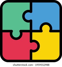 puzzle vector line colour icon