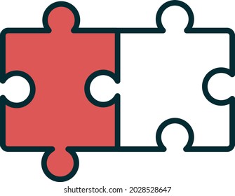 Diseño de iconos de dos colores de la línea del vector del rompecabezas