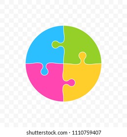 Puzzle Vector Logo Circle Icon Blue Stock Vector (Royalty Free