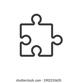 Puzzle vector shape icon. Jigsaw piece symbol sign. Silhouette isolated on white background.