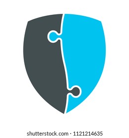 Puzzle vector shield icon, logo. Security, protection icon.