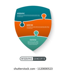 Puzzle vector shield infographics for chart, diagram, web design, presentation, workflow layout