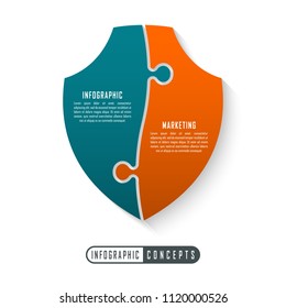Puzzle vector shield infographics for chart, diagram, web design, presentation, workflow layout