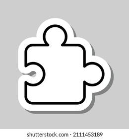 Puzzle vector simple icon. Flat desing. Sticker with shadow on gray background.ai