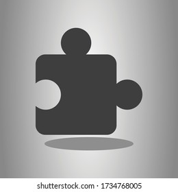 Puzzle vector simple icon with shadow. Flat desing