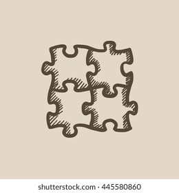 Puzzle vector sketch icon isolated on background. Hand drawn Puzzle icon. Puzzle sketch icon for infographic, website or app.