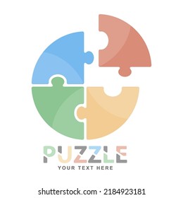 Puzzle. Vector template for logo, brand, label or sticker. Flat style