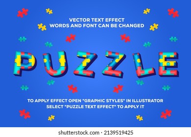 Puzzle Vector Text Effect Fully Editable