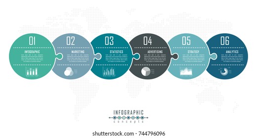 Puzzle vector timeline infographics for chart, diagram, web design, presentation, workflow layout