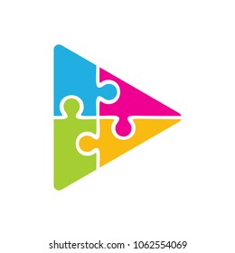 Puzzle Video Logo Icon Design