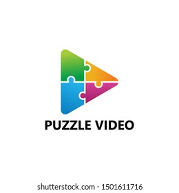 Puzzle Video Play Logo Template Design