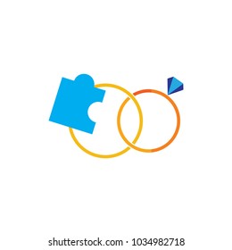 Puzzle Wedding Logo Icon Design