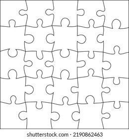 Puzzle white background. Business. Puzzles grid 5x5. template jigsaws detail frame 25 pieces.