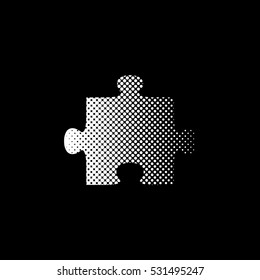 puzzle - white vector icon;  halftone illustration