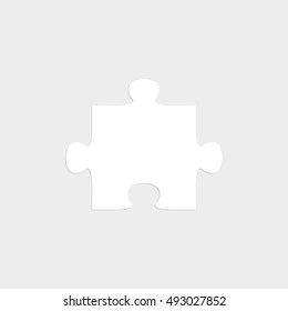 puzzle - white vector  icon with shadow