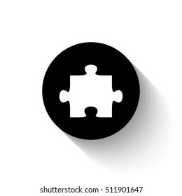 puzzle - white vector icon  with shadow
