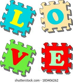 puzzle with the word love