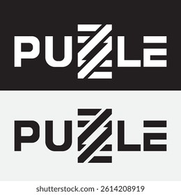 Puzzle Word Mark Text Written in a Unique Puzzling Way Vector Logo Art