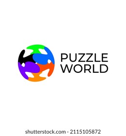 Puzzle World simple logo design