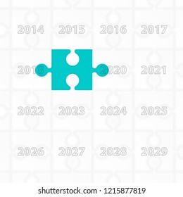 Puzzle year change calendar background. New year 2019 concept. Vector illustration