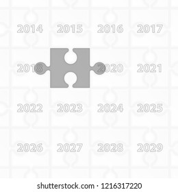 Puzzle year change calendar background. New year 2019 concept. Vector illustration