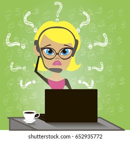 Puzzled confused operator call contact center