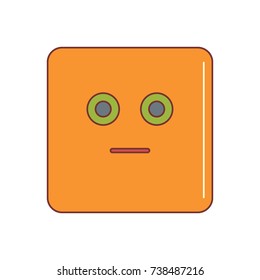 Puzzled emoticon face cartoon icon vector illustration for design and web isolated on white background. Vector emoticon. Orange emoticon face.